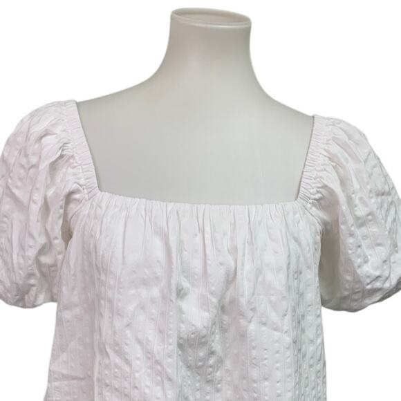 New Aerie Womens Small White Puff Sleeve Textured Square Neck Lined Top - Picture 2 of 5